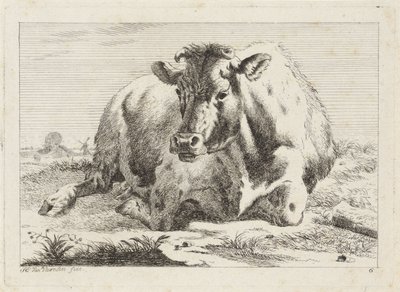 ležící kráva Šest tisků po kresbách různých mistrů (název série) od Jacob Elias van Varelen