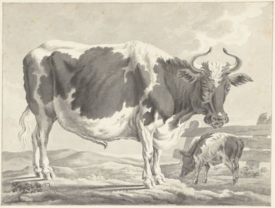 Černý strakatý býk a prase od Jacob Elias van Varelen