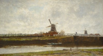 Pohled na mlýn a most na Noordwest Buitensingel v Haagu, 1873. od Jacob Henricus Maris