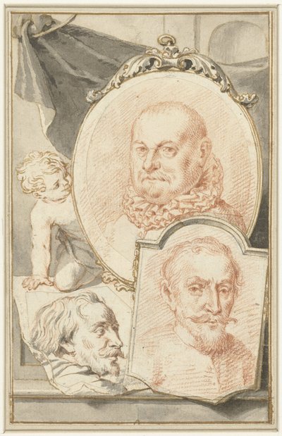 Portréty Roelanta Saveryho, Franse Snijderse a Theodoor Rombouts od Jacob Houbraken