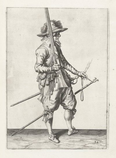 Mušketýr, kolem roku 1600 od Jacob II de Gheyn