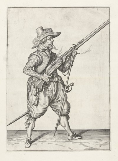 Mušketýr umístí svůj furket pod, kolem 1600 od Jacob II de Gheyn