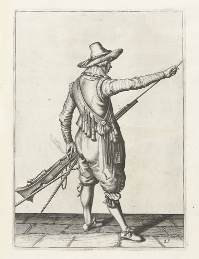 Mušketýr odstraňuje nabiják, cca 1600 od Jacob II de Gheyn