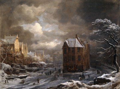 Pohled na Hekelveld, Amsterdam, v zimě, při pohledu na jih, od Jacob van Ruisdael
