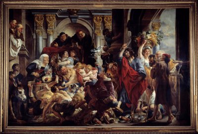 Ježíš honí obchodníky z chrámu Obraz od Jacoba Jordaense (1593-1678) Slunce ze 17. století. 2,88 x 4,36 m. . od Jacob Jordaens