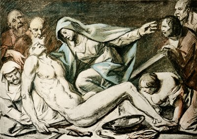 Oplakávání Krista (akvarel, červená křída) od Jacob Jordaens