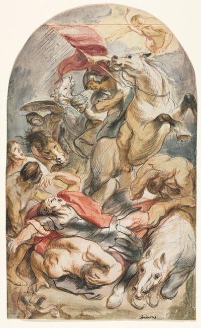 Konverze Saula s jezdcem a praporem, c. 1645-1647. od Jacob Jordaens