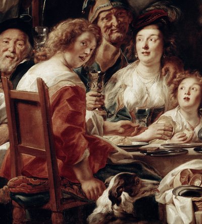 Král pije, detail (olej na plátně od Jacob Jordaens