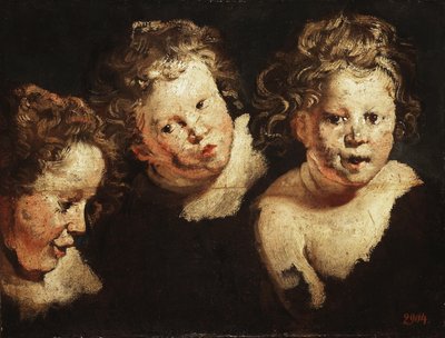 Tři studie dětské hlavy od Jacob Jordaens