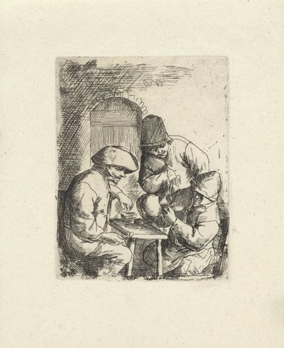 Tři muži a prázdný džbán Kopie po Adriaanu van Ostade (název série) od Jacob Laurensz. van der Vinne