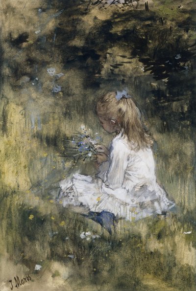 Dívka s květinami v trávě Dcera Jacoba Marise s květinami v trávě od Jacob Maris