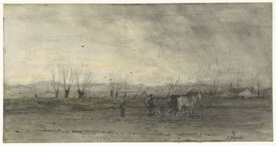Krajina s orajícím farmářem od Jacob Maris