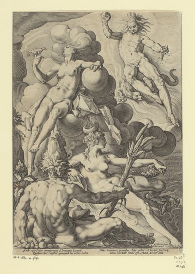 Čtyři živly Mytologické a alegorické reprezentace (název série) od Jacob Matham (attributed to)