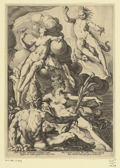 Čtyři živly Mytologické a alegorické reprezentace (název série) od Jacob Matham (attributed to)