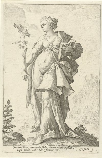 víra (Fides) Ctnosti (název seriálu) od Jacob Matham (attributed to)