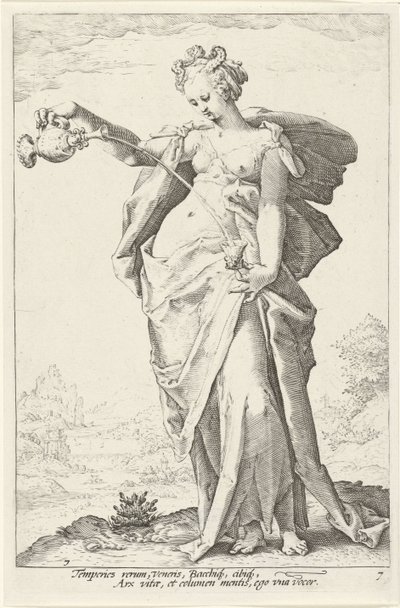 Matigheid (umírněnost) De Deugden (název série) od Jacob Matham (attributed to)