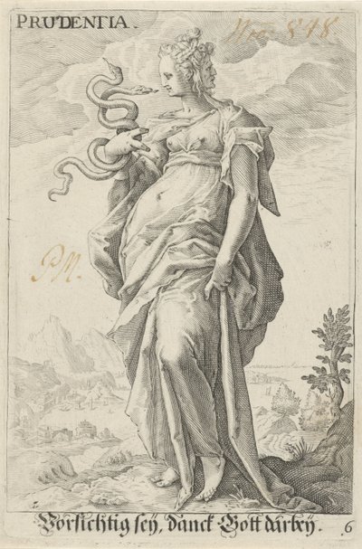 Pozor (Prudentia) Prudentia (název na objektu) od Jacob Matham (attributed to)
