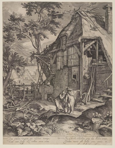 Abraham vyhání Hagar od Jacob Matham