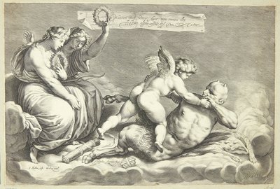 Cupid porazí Pana od Jacob Matham