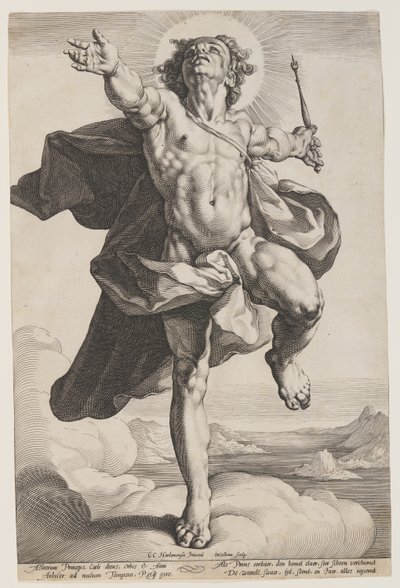 Apollo v oblacích od Jacob Matham