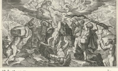 Bacchus pomáhá porazit Titány od Jacob Matham