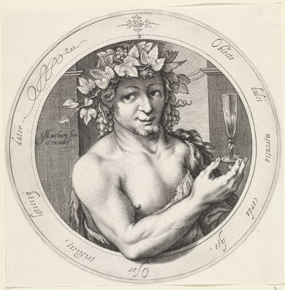 Bakchus se sklem Venuše, Bacchus a Ceres (název série) od Jacob Matham