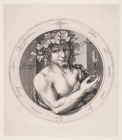 Bacchus, deska 2 z cyklu Tři bohové od Jacob Matham