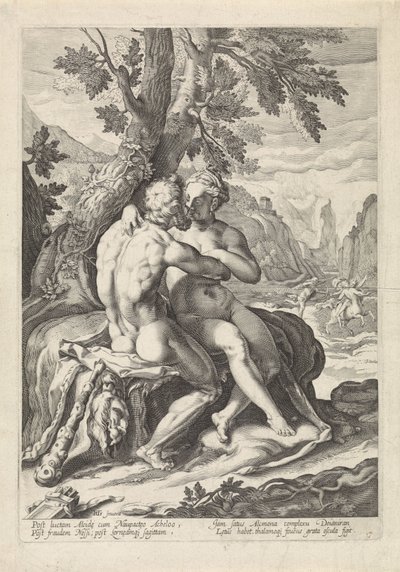 Herkules v Deianiře od Jacob Matham