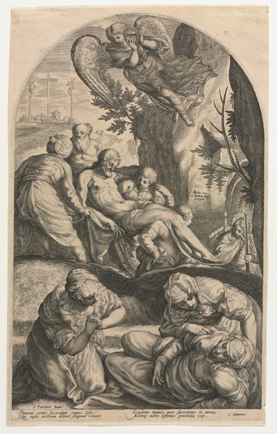 Učedníci Kristovi nesoucí jeho tělo do hrobu, 1594. od Jacob Matham