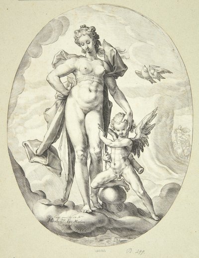 Venuše a Amor od Jacob Matham