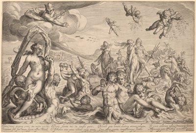 Triumf Neptuna a Thetis od Jacob Matham, after Bartholomaeus Spranger
