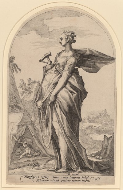 Vězení a sestra od Jacob Matham after Hendrik Goltzius
