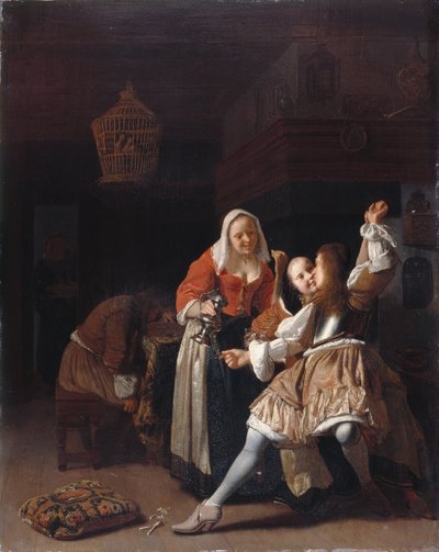 The Embracing Cavalier, n. 1660-65 (öljy paneelissa) od Jacob Lucasz Ochtervelt