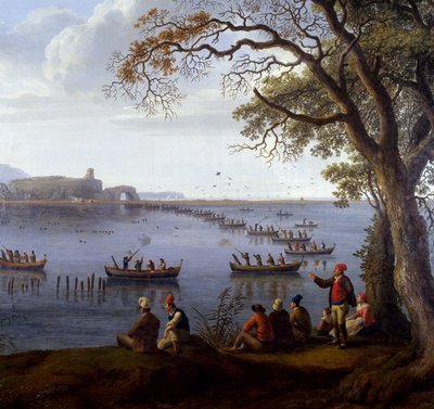 Ferdinand IV lovící lysky na jezeře Fusaro, Jacob Philipp Hackert (1737-1807), Detail od Jacob Philippe Hackert