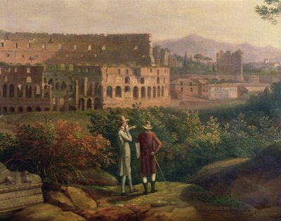Johann Wolfgang von Goethe (1749-1832) na návštěvě Kolosea v Římě, kolem roku 1790 od Jacob Philippe Hackert