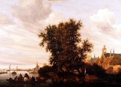 Maas poblíž Gorkum od Jacob Salomonsz. (circle of) Ruysdael