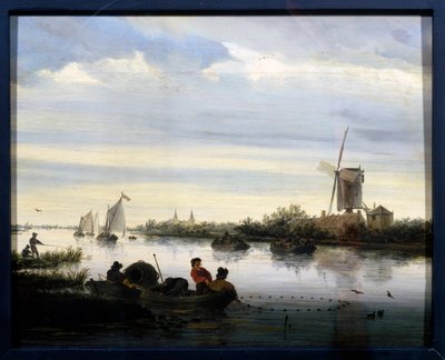 Krajina s větrným mlýnem. Obraz Jacoba Van Ruisdaela (Ruysdael nebo Ruisdaal od Jacob Salomonsz. Ruysdael