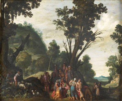 Setkání Jákoba a Ezaua (Genesis 33) od Jacob Symonsz Pynas (attributed to)