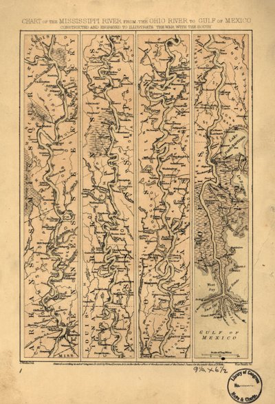 Mapa řeky Mississippi od řeky Ohio po Mexický záliv LOC 99447139 od Jacob Wells