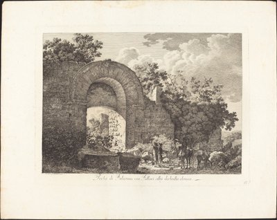 Brána Falerium, nyní Fallari, etruské zničené město od Jacob Wilhelm Mechau