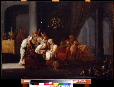 Obřízka (The Circumcision). Obraz Jacoba Willemsze de Wet, staršího (asi 1630-po 1675). Olej na dřevě, 91 x 64 cm. Nizozemské umění, barokní styl. Muzeum Dálného východu, Chabarovsk. od Jacob Willemsz de (c.1630 after 1675) Wet