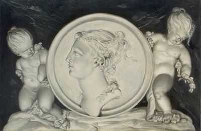 Flora v malovaném rondelu podpořená putti plovoucími na oblacích (pár 421581) od Jacob Xavery