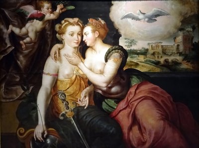 Jacob de Backer a dílna - alegorie "Polibek spravedlnosti a míru" kolem roku 1580 od Jacob de Backer