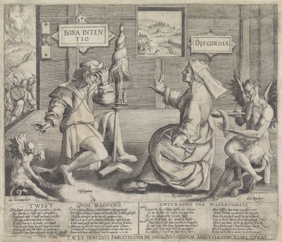 Alegorie se zosobněním Dobrého úmyslu (Bona Intentio) a Neshody (Discordia) od Jacob de Gheyn (I) (circle of)