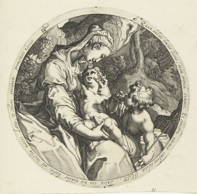 Marie s dítětem Krista a Jan Křtitel od Jacob de Gheyn (II) (workshop of)