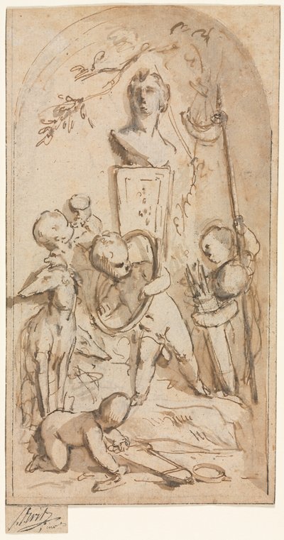 Busta Diany s putti a loveckými atributy, první polovina 18. století. od Jacob de Wit
