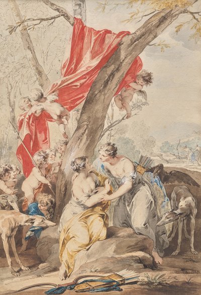 Jupiter (v podobě Diany) a Kallisto od Jacob de Wit
