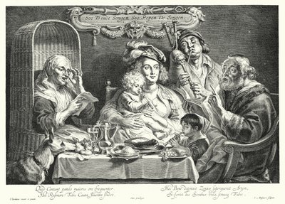 Rodinný koncert (rytina) od Jacob the Elder (after) Jordaens