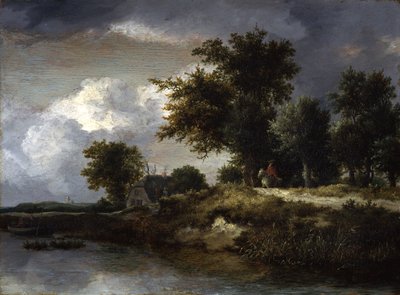 Zalesněný říční břeh od Jacob van Ruisdael
