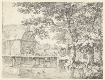 Kresba dvojitého vodního mlýna od Jacob van Ruisdael